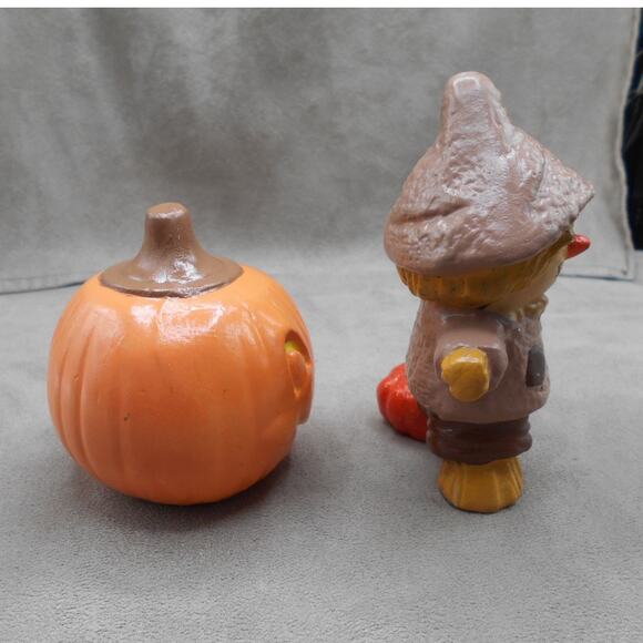 Vintage Halloween Ceramic Riverview Randy Scarecrow w/Pumpkin Lot - Picture 6 of 8